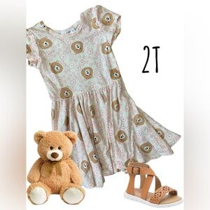DotDotSmile Adorable Bear Print Kids Dress
